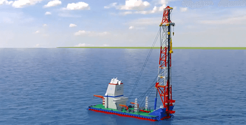 Navire de battage de pieux